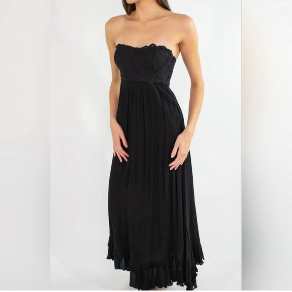 Free People FP One Adella Strapless Black Maxi Dress XS NWOT - Picture 2 of 6